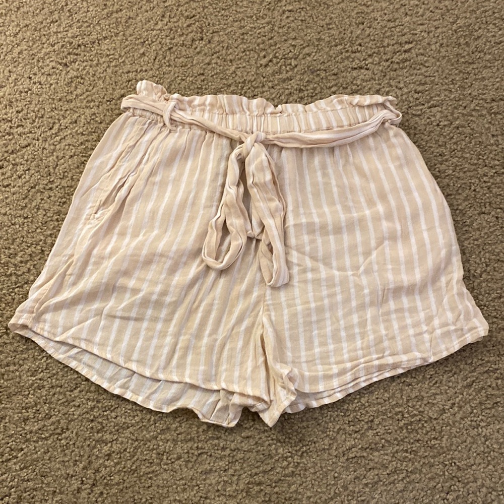 Billabong White and Tan Striped Tie Shorts